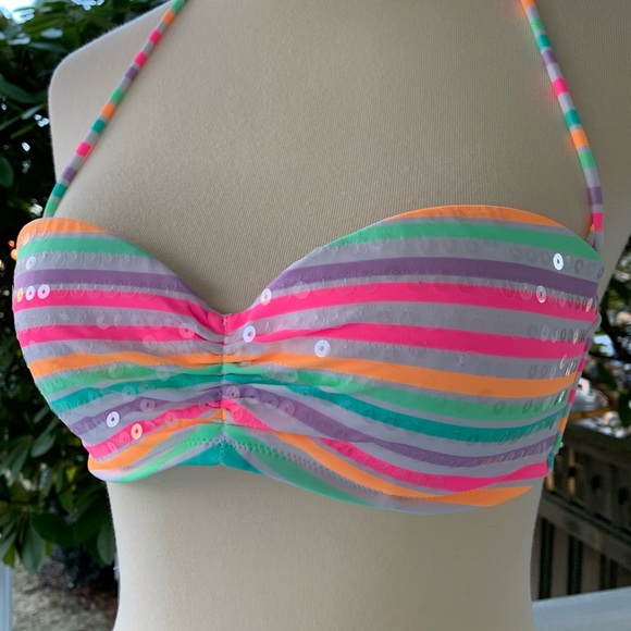 VS Multicolored Sequin Bikini Top Size 34A - Picture 2 of 6